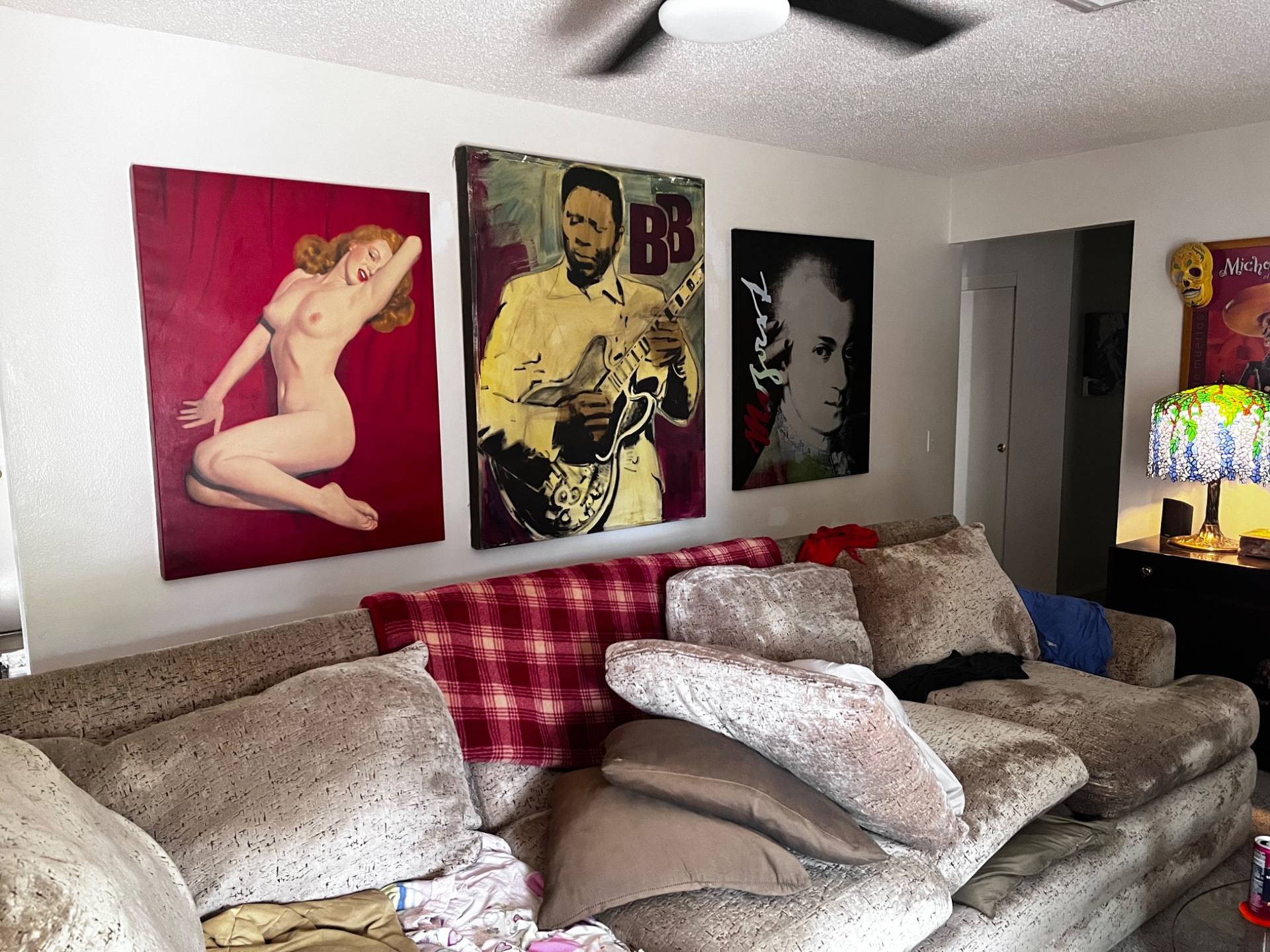 Vintage large scale paintings BB King Mozart Hollywood glamour antique art collection Las Vegas