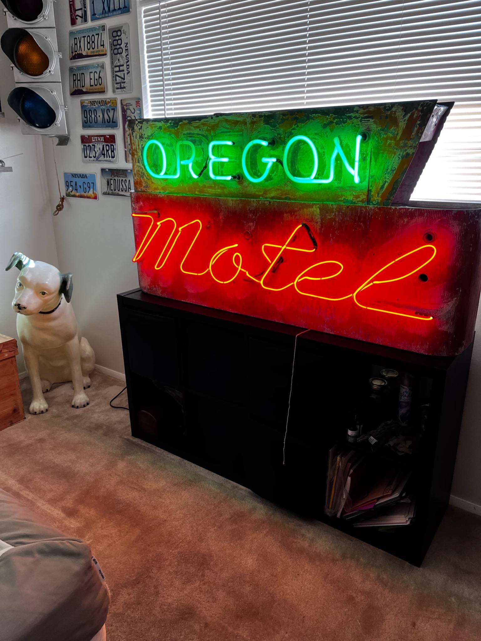 Oregon Motel vintage neon sign - antique roadside Americana neon sign for sale Las Vegas
